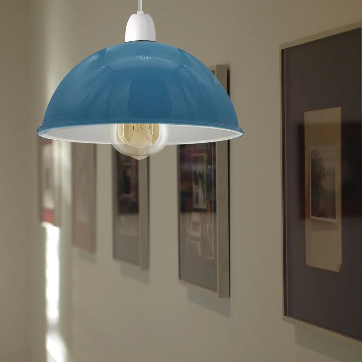 40cm metal dome CE certified lampshade in black finish, ready for E27 & B22 plug, universal reducer plate included