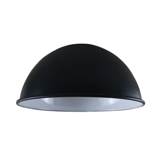 40cm yellow modern dome universal lamp shade atop a polished metal pendant base, showcasing its reflective interior.