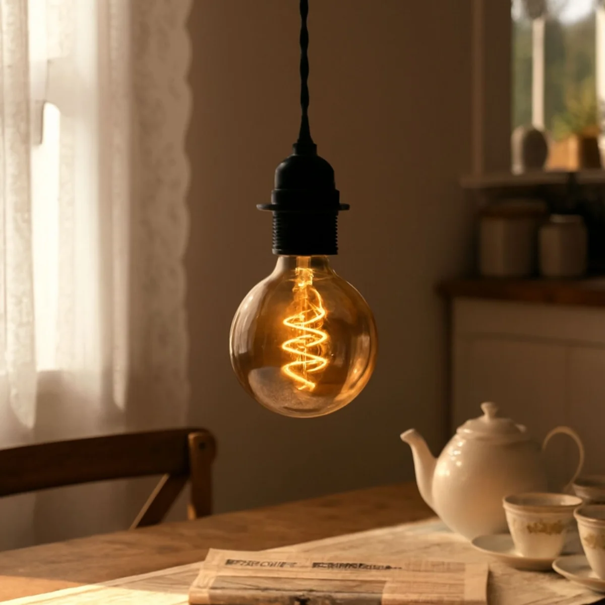 Black bakelite lamp holder for Edison bulbs with cord grip and standard E27 socket, ideal for vintage pendant lights.