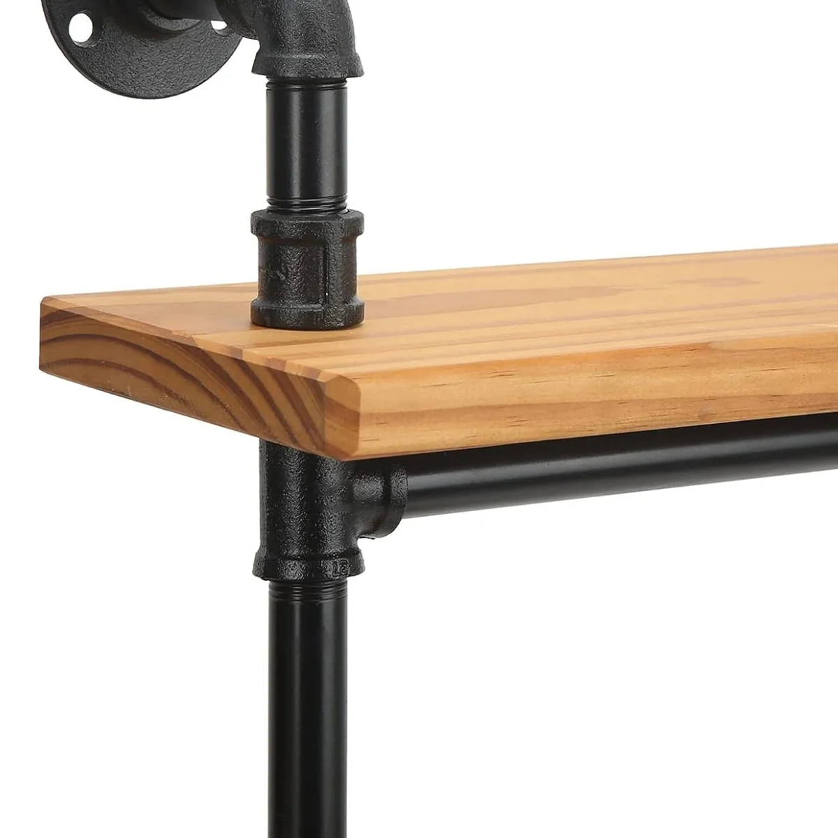 Black 3/4" cast iron pipe fitting with screw, axial type, 4 flange holes – ideal DIY pipe fittings for steampunk projects