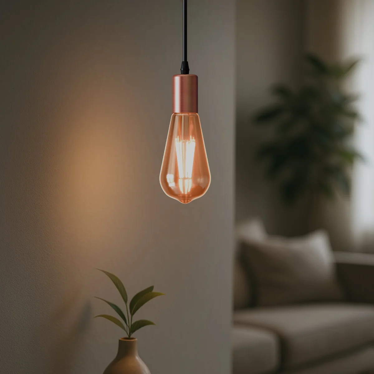 E27 pendant lamp holder in black, with metal base and 95cm PVC wire, suitable for any E27 bulb.