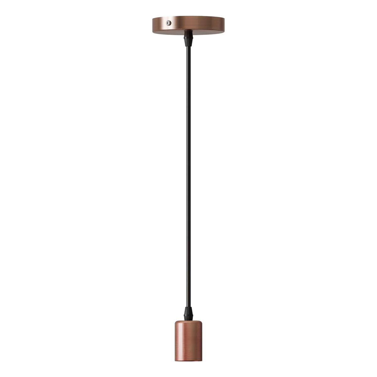Metal E27 lamp base holder in black with 95 cm PVC wire and screw connector, dimmable bulb compatible