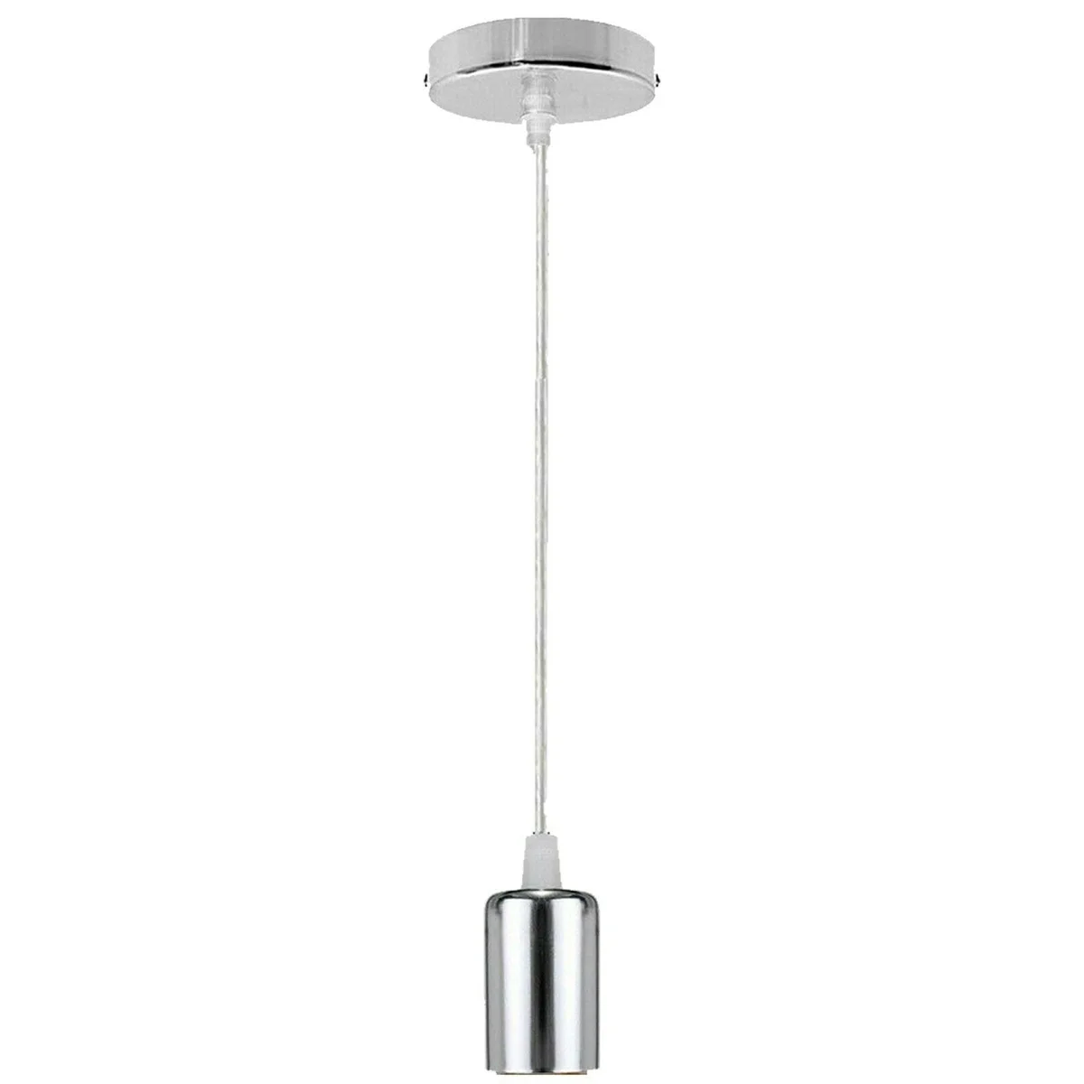 Vintage E27 ceiling pendant light in chrome with 100mm plate and 95cm cable, black, white, chrome, copper, green brass