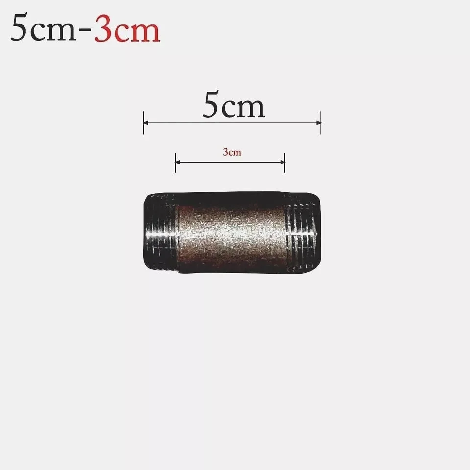 Rough hewn cast iron barrel fitting with 3/4" BSP screw thread, raw uncoated finish, ideal for pipe lamp accessories