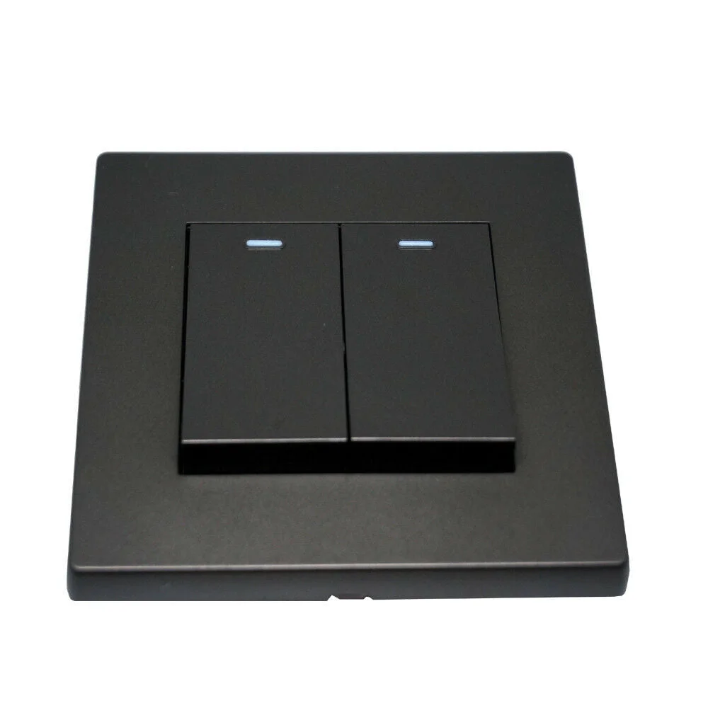 Screwless brushed gold light switch with single gang button and sleek metal finish.