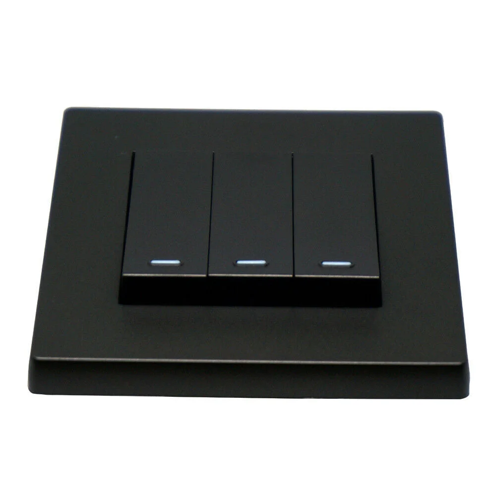 Screwless brushed gold light switch for one to three gangs, compact wall‑mounted design.