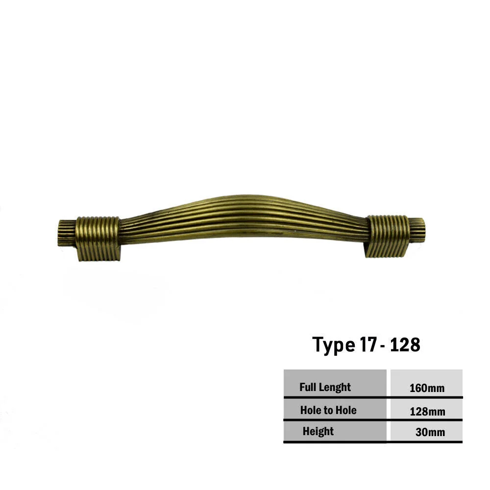 Antique brass pull handle: 128mm long, 30mm high, easy install cabinet handles for drawers