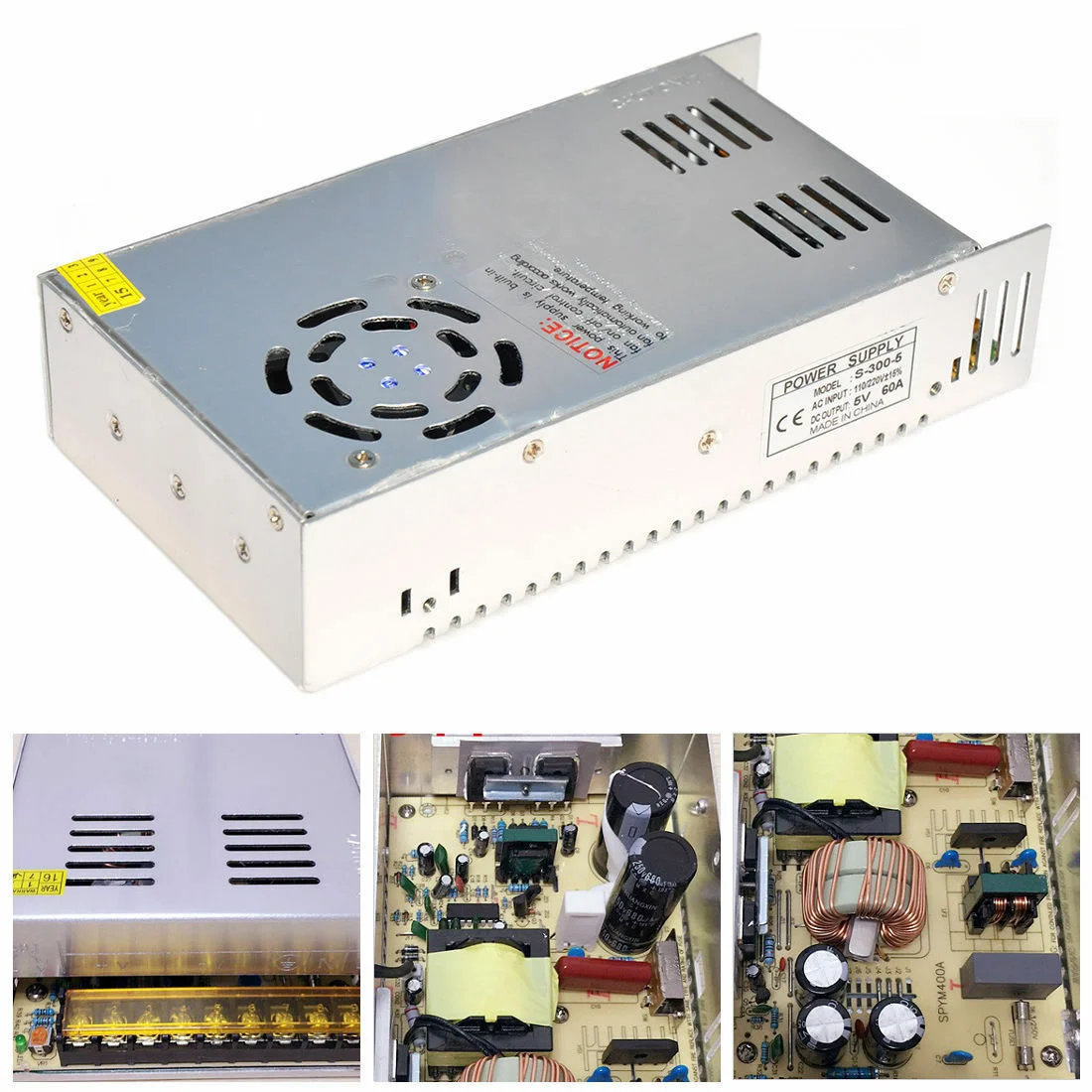 Compact metal case LED strip transformer with aluminium base, labelled DC5V output, suitable for indoor LED strip use.