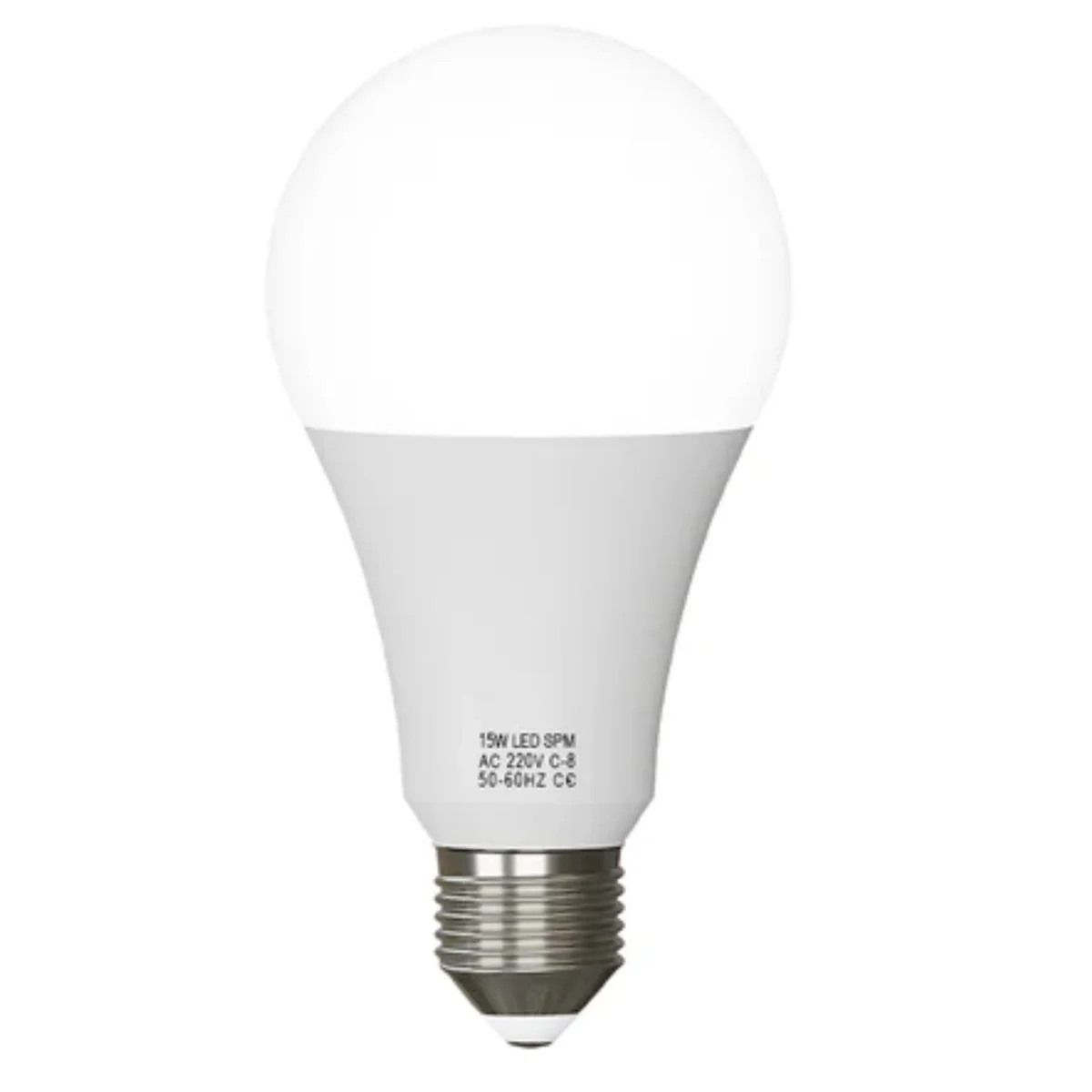 LED GLS bulb E27 with a clean white base, glowing warm 2700K light