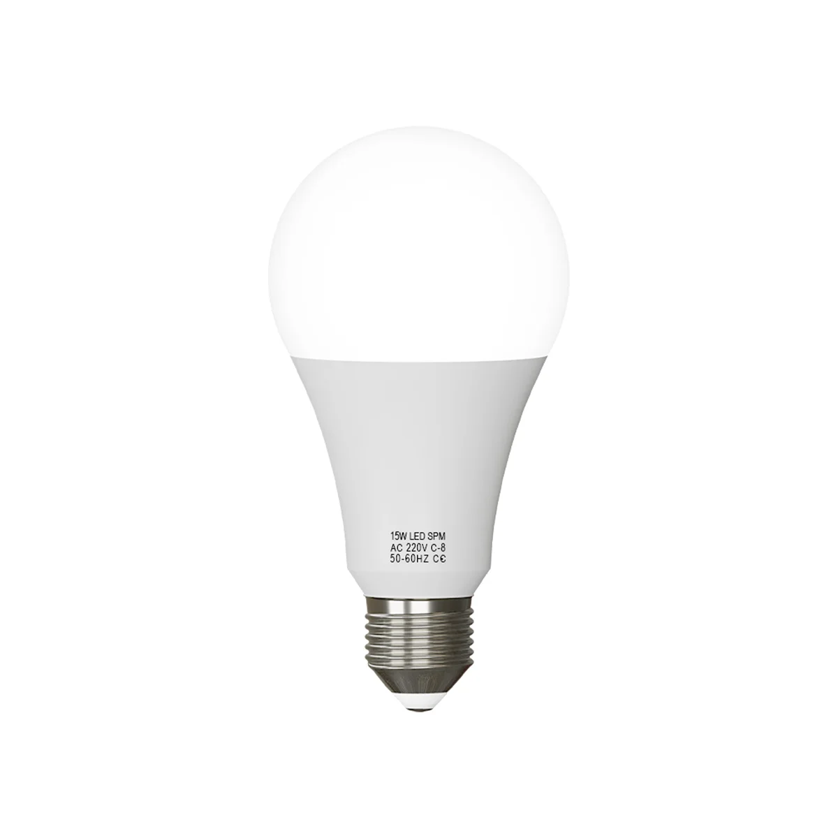 LED GLS bulb E27, slender white glass lamp, 15W, 1,200 lumens, warm 2700K glow, mounted on a ceiling pendant