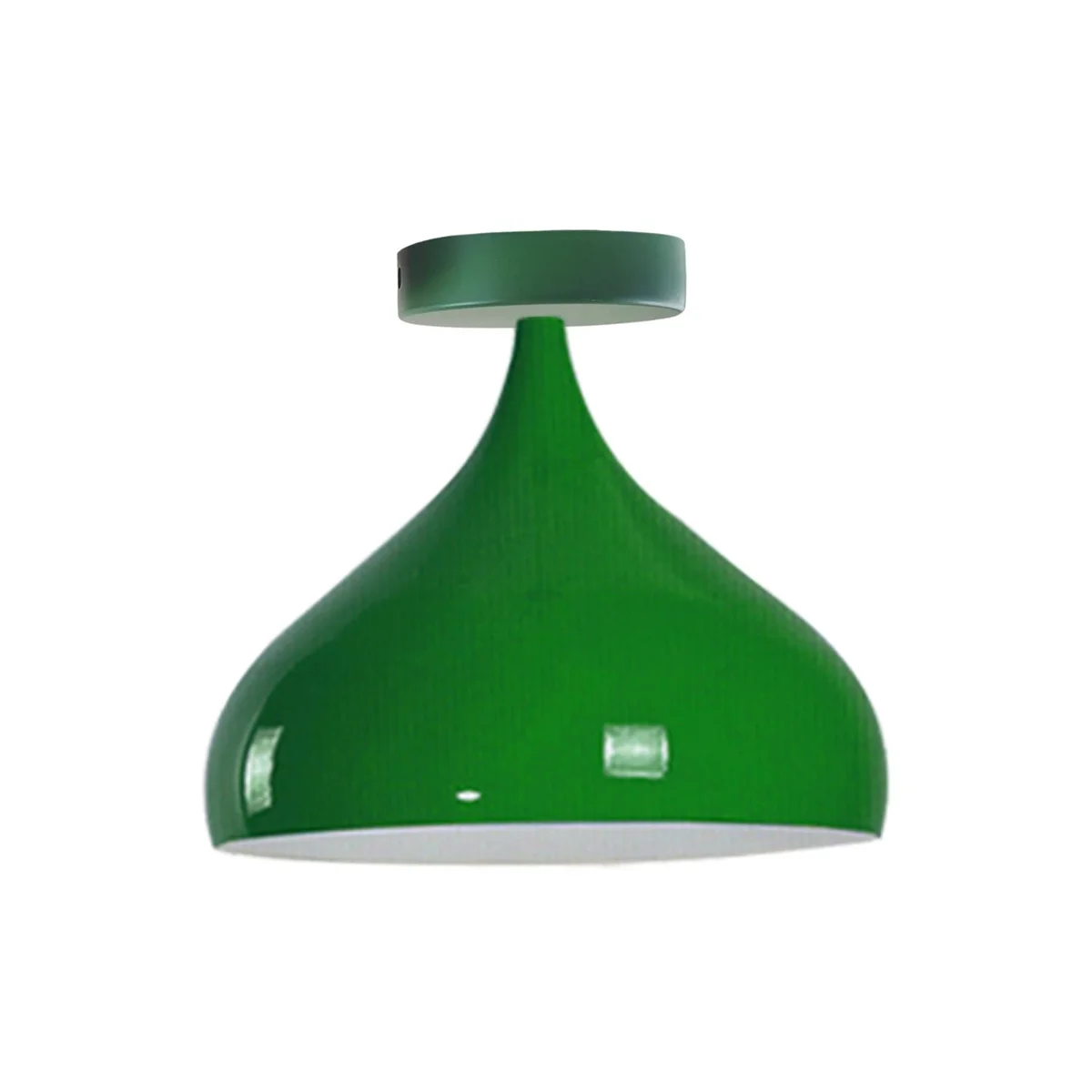 Green metal retro industrial ceiling light with mosque‑style cage and shade, mounted on a 10cm by 2.5cm ceiling plate.
