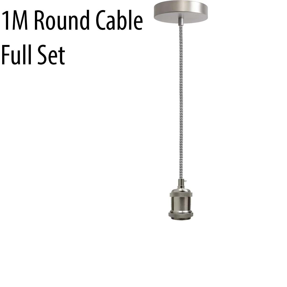 Industrial vintage pendant lamp with metal housing, 1m flex cable, and E27 lamp holder light CE‑approved.