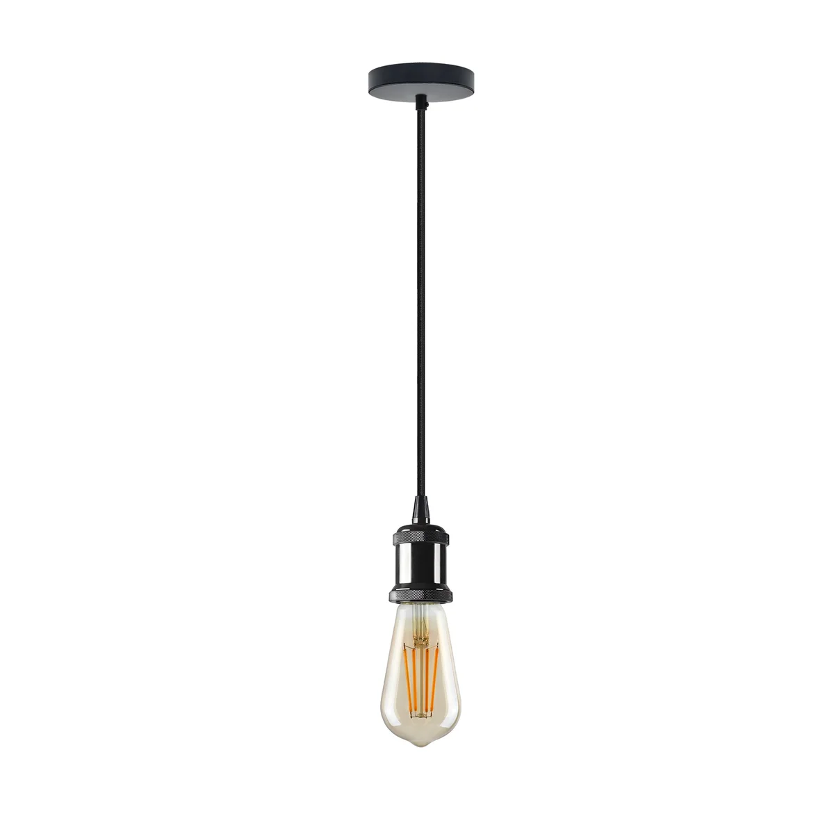 Industrial vintage retro flex ceiling light with 1m metal cable, E27 base, 10cm ceiling plate