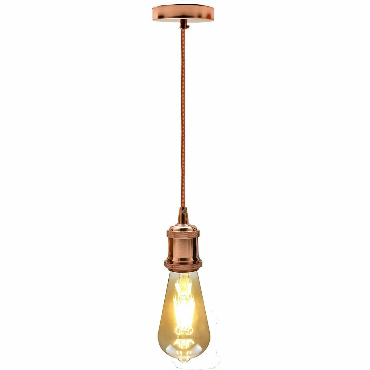 Industrial pendant light, metal housing, 1m cord, E27 socket, vintage style