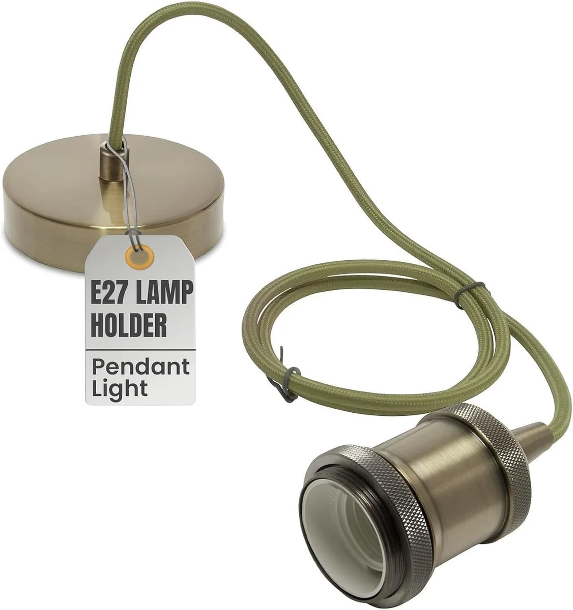 Metal industrial pendant light hanging on 100cm cable, white terracotta finish, 10cm ceiling plate, 9cm lamp holder.