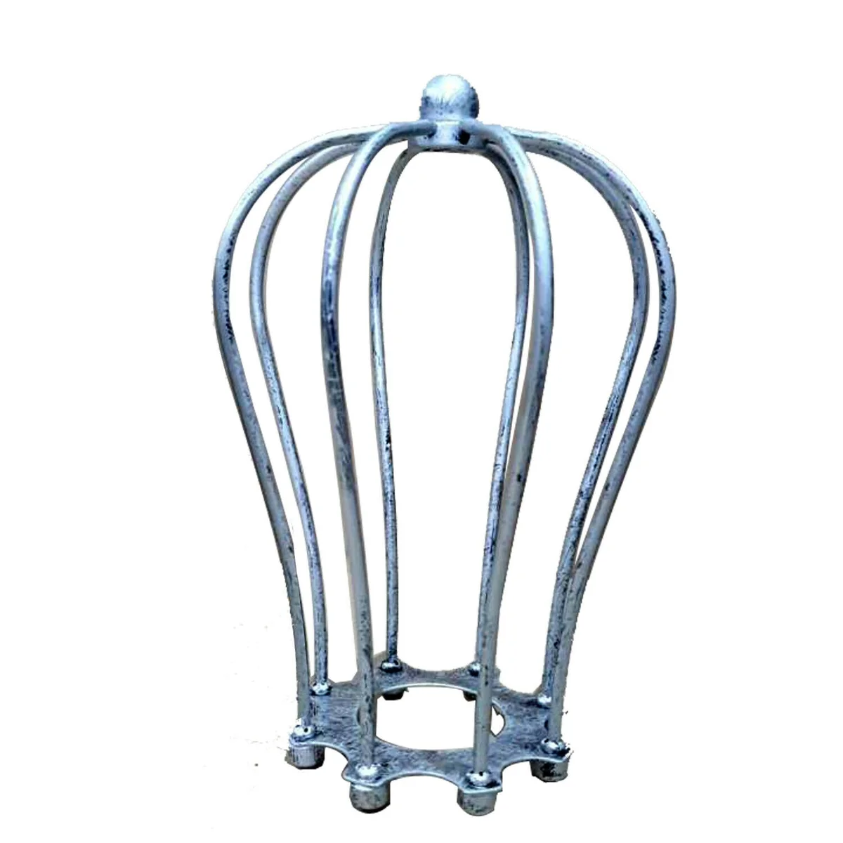 Stylish metal wire cage ceiling light shade with painted finish and ring reducer plate.