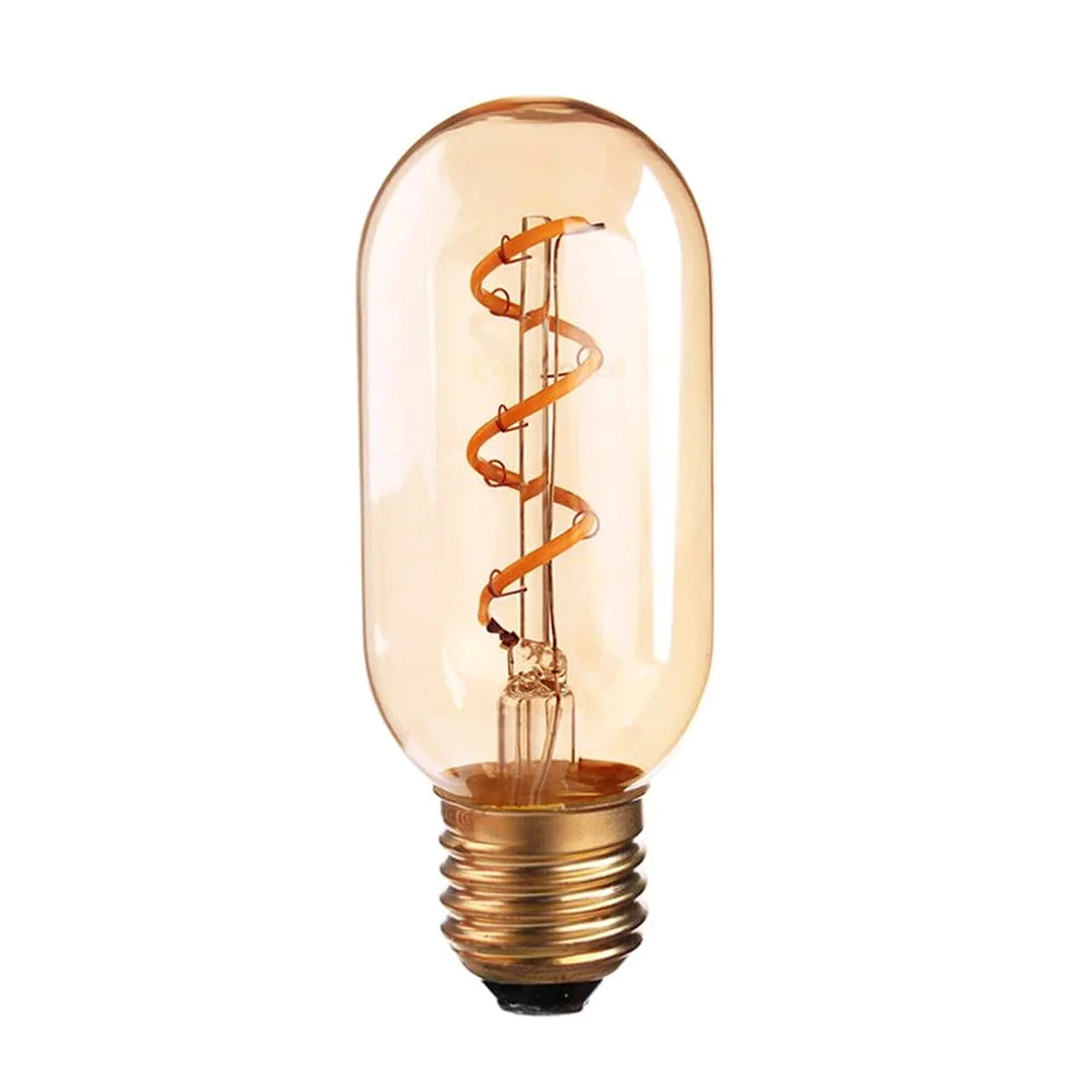 Pack of three vintage LED bulbs with amber glass, spiral LED filament, 4W, warm white.