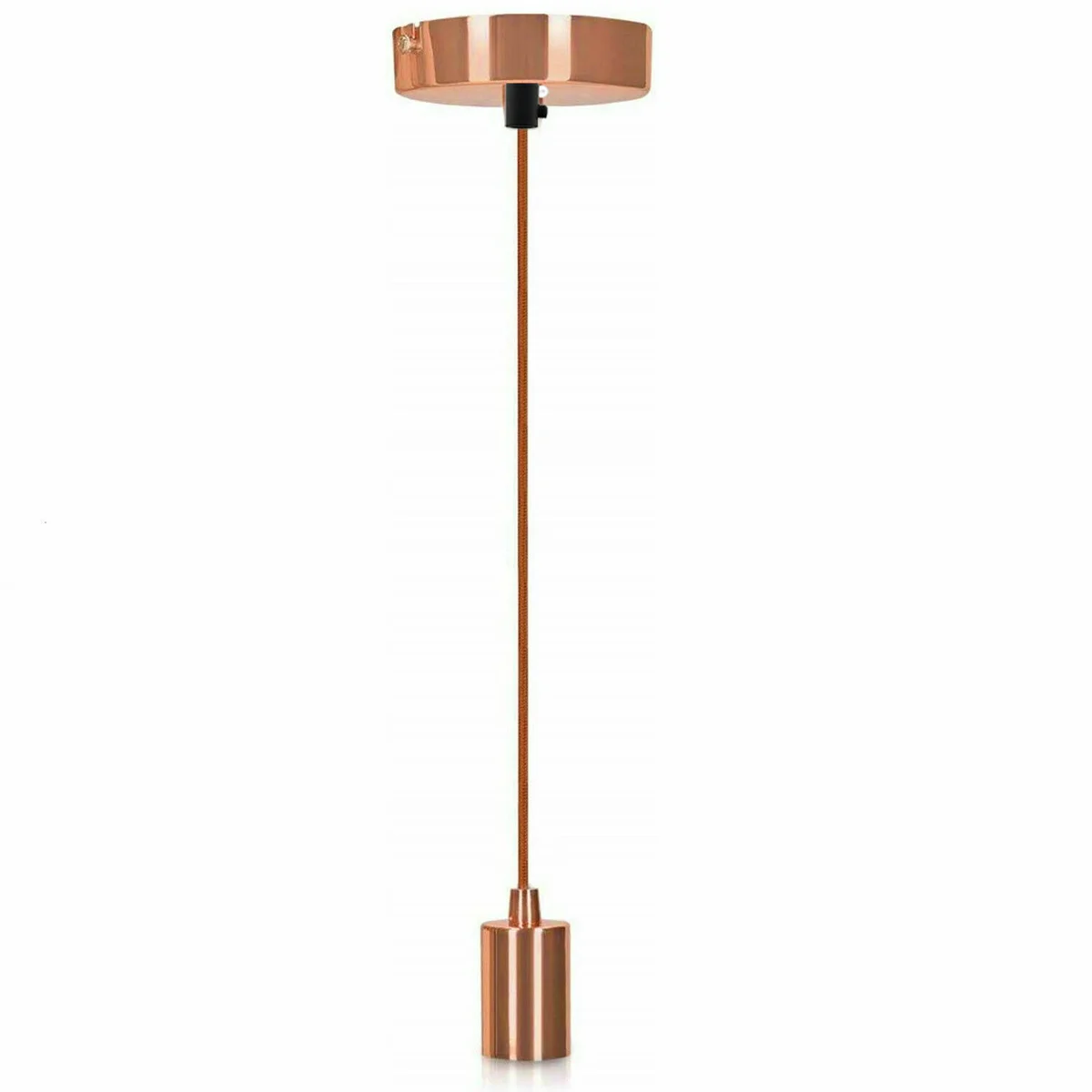 Rose gold pendant lamp with braided fabric, a metal and PVC lamp in modern design.