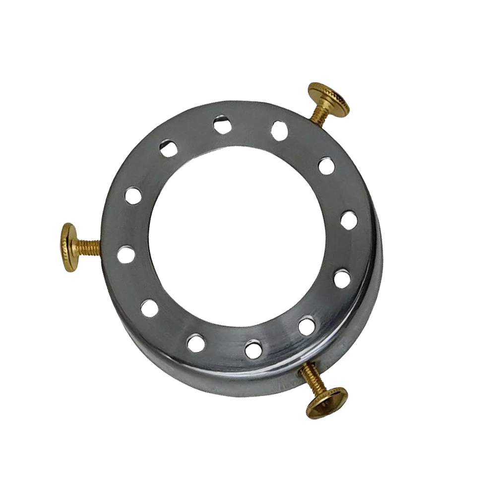 Satin nickel lamp shade cap metal fixture, 7 cm diameter, 1.5 cm high, 4.1 cm socket hole, industrial style