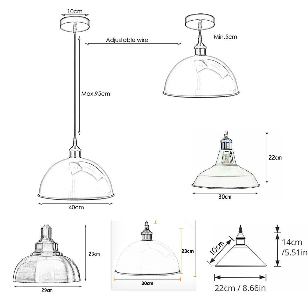 Orange metal pendant light on black iron frame with white inner shade, 10 cm ceiling rose, 95 cm cable, single E27 holder, suited for indoor lofts.