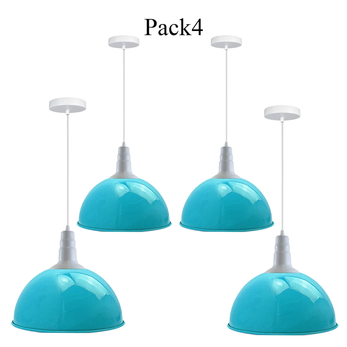 Four metal pendant lights with retro industrial design, antique hand‑painted finish, each with 95 cm cable and light shade