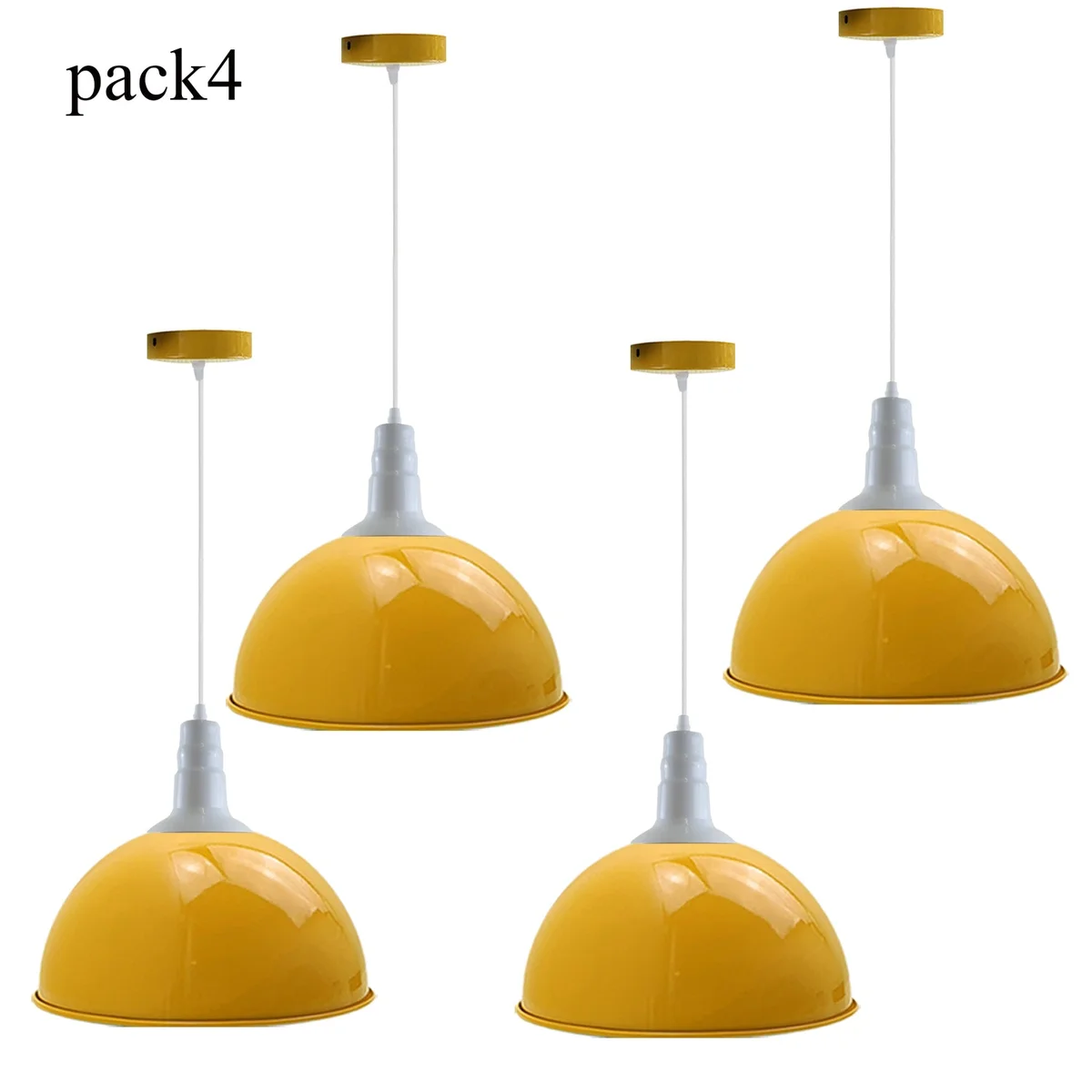 Yellow iron modern industrial ceiling light with pendant shade, 95 cm cable, 10 cm base, subtle retro design