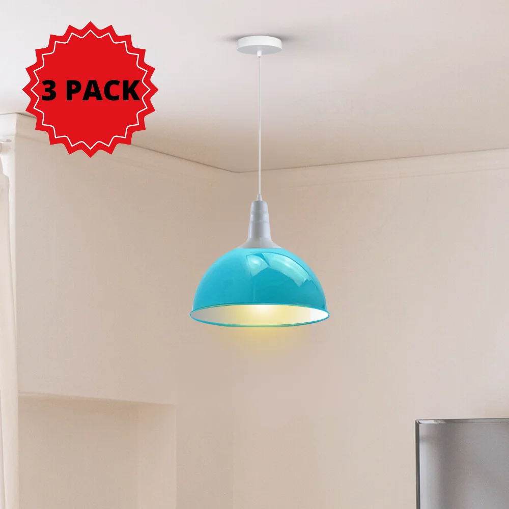 Dome pendant ceiling light with antique hand‑painted metal frame and round dome shade, showcasing a retro industrial style.