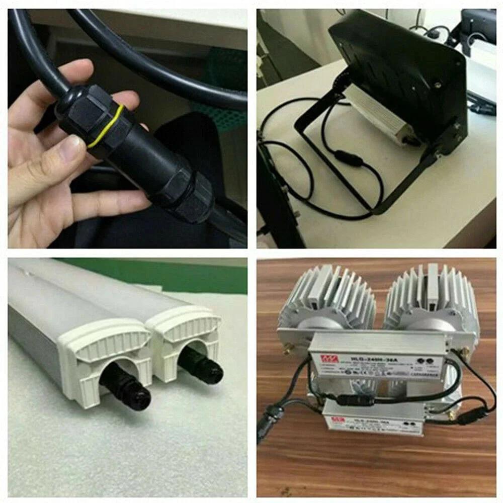 3‑pin IP68 waterproof connector featuring a nickel clamp connector, nylon shell and silicone rubber sealing ring for outdoor use