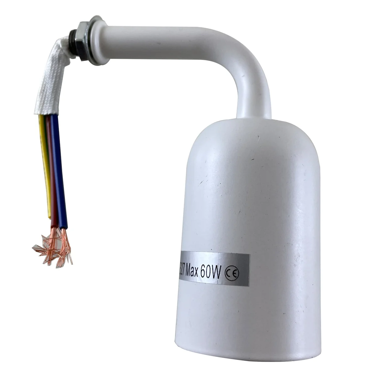 Metal retro wall lamp accessory with industrial style arm, E27 socket, 60W max, suitable for indoor use.