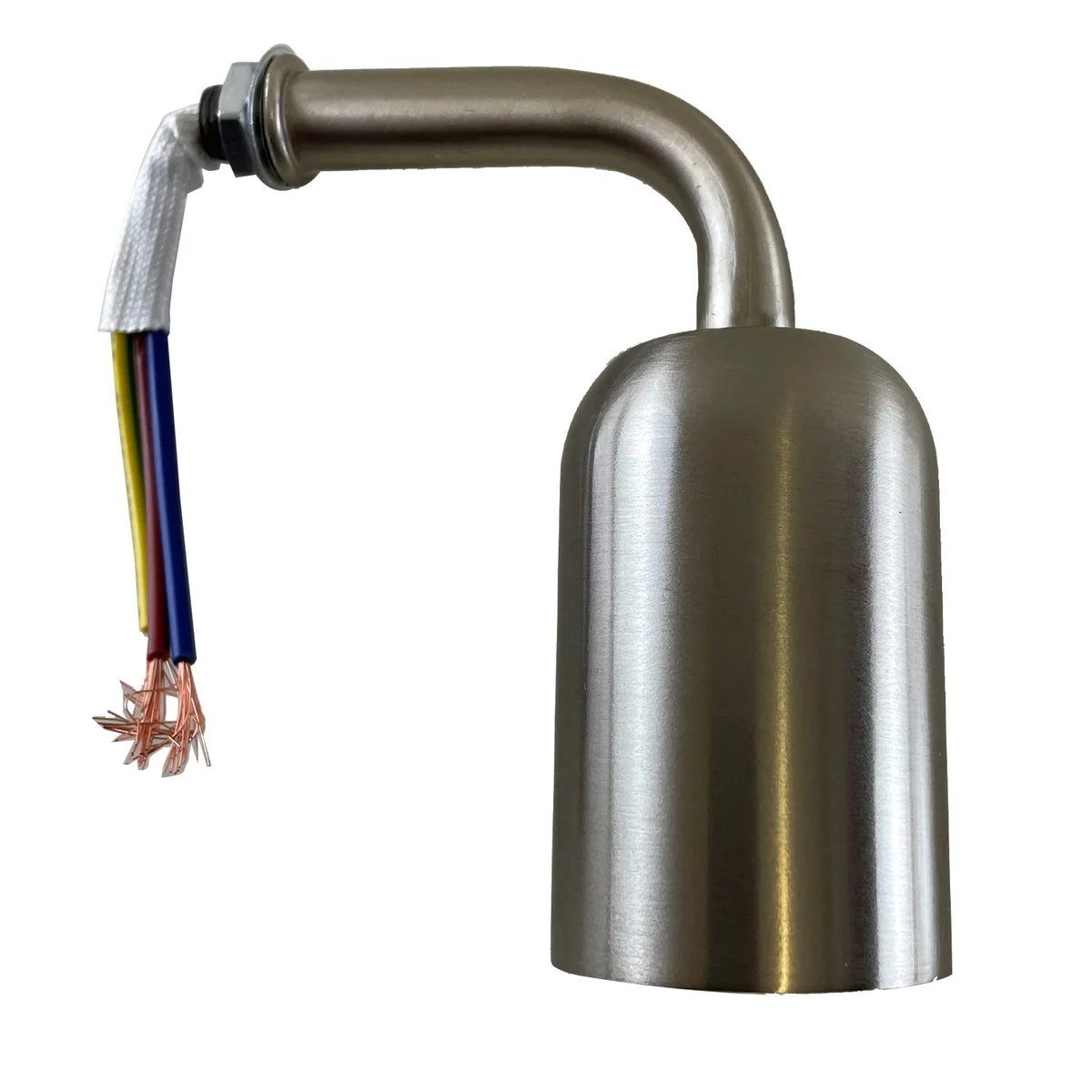 Metal industrial wall lamp with arm, featuring an E27 socket wall fitting, ready for indoor use