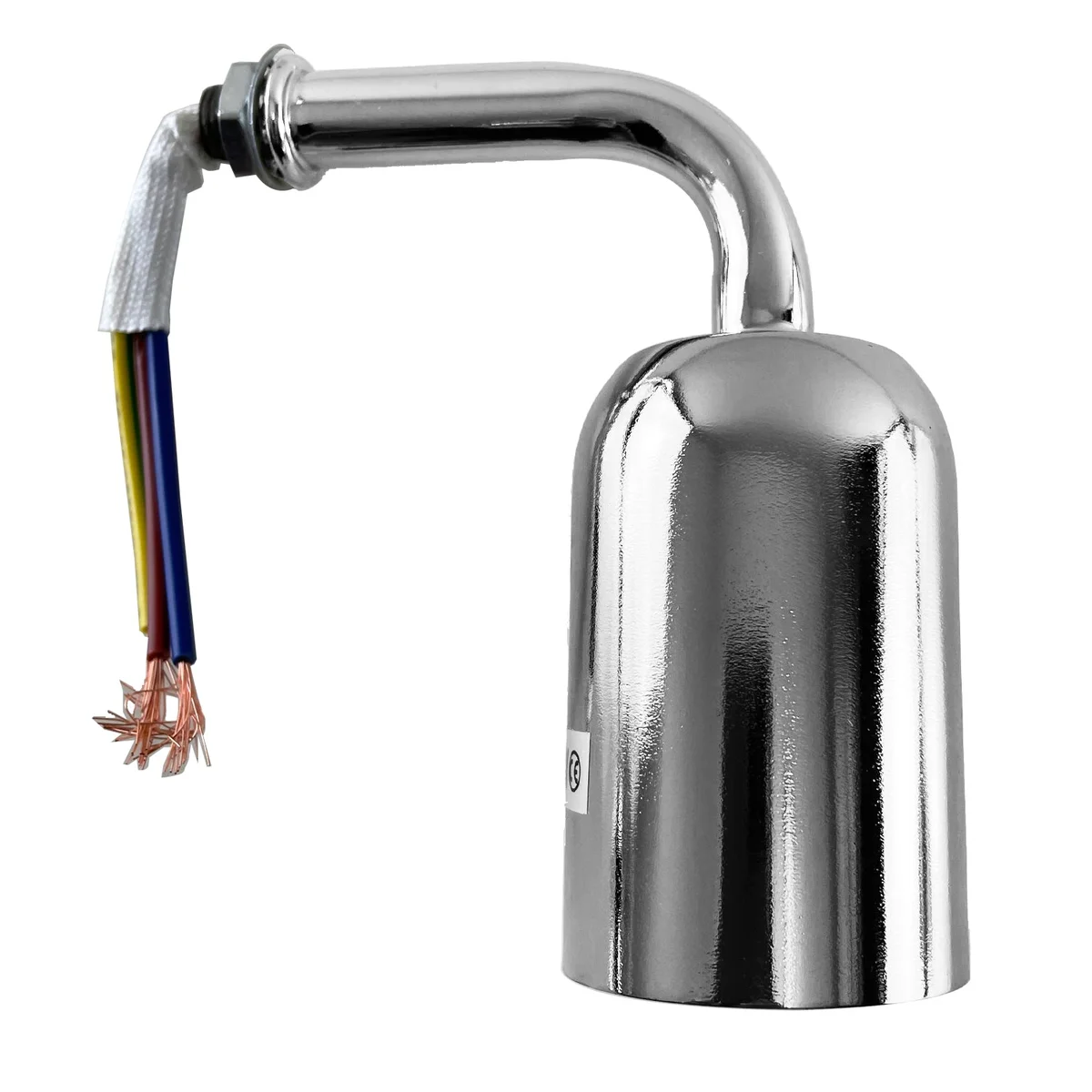 Metal industrial wall lamp fitting with E27 socket and arm for indoor use.