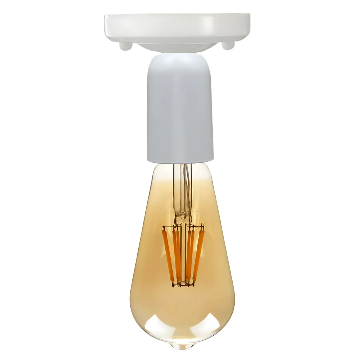 White vintage retro wall light with metal E27 holder, flush‑mounted ceiling fixture, simple stylish design.