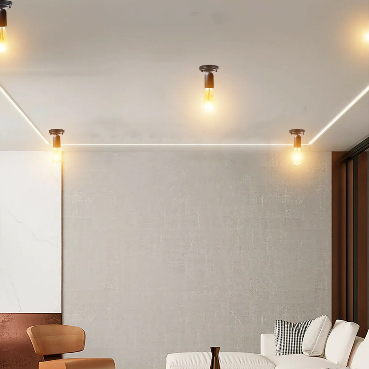 Black metal flush mount ceiling lamp with 10.8 cm plate, E27 base, modern industrial style.