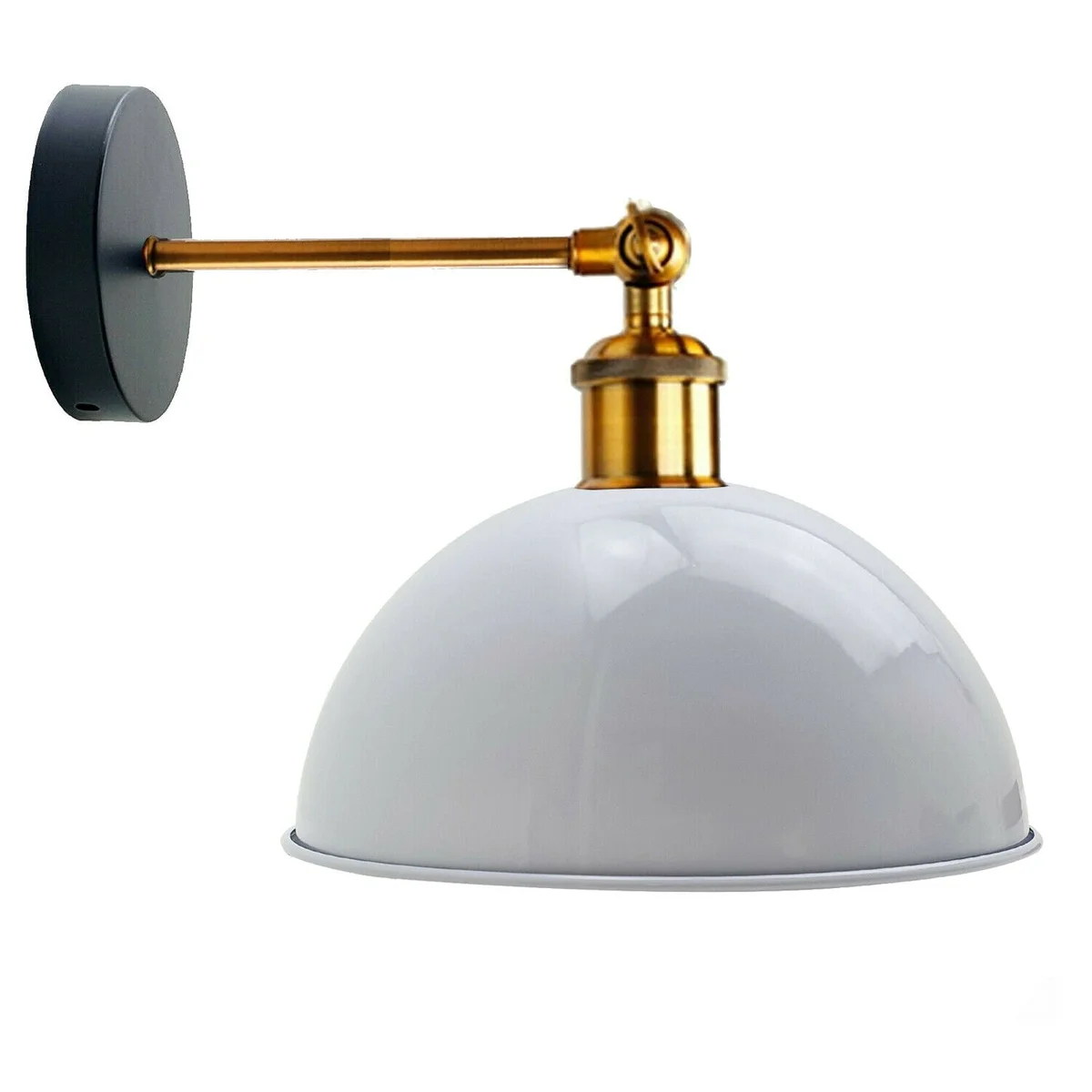 Modern wall lights metal dome sconce with sleek dome shade, finished in metal, hanging on interior wall.