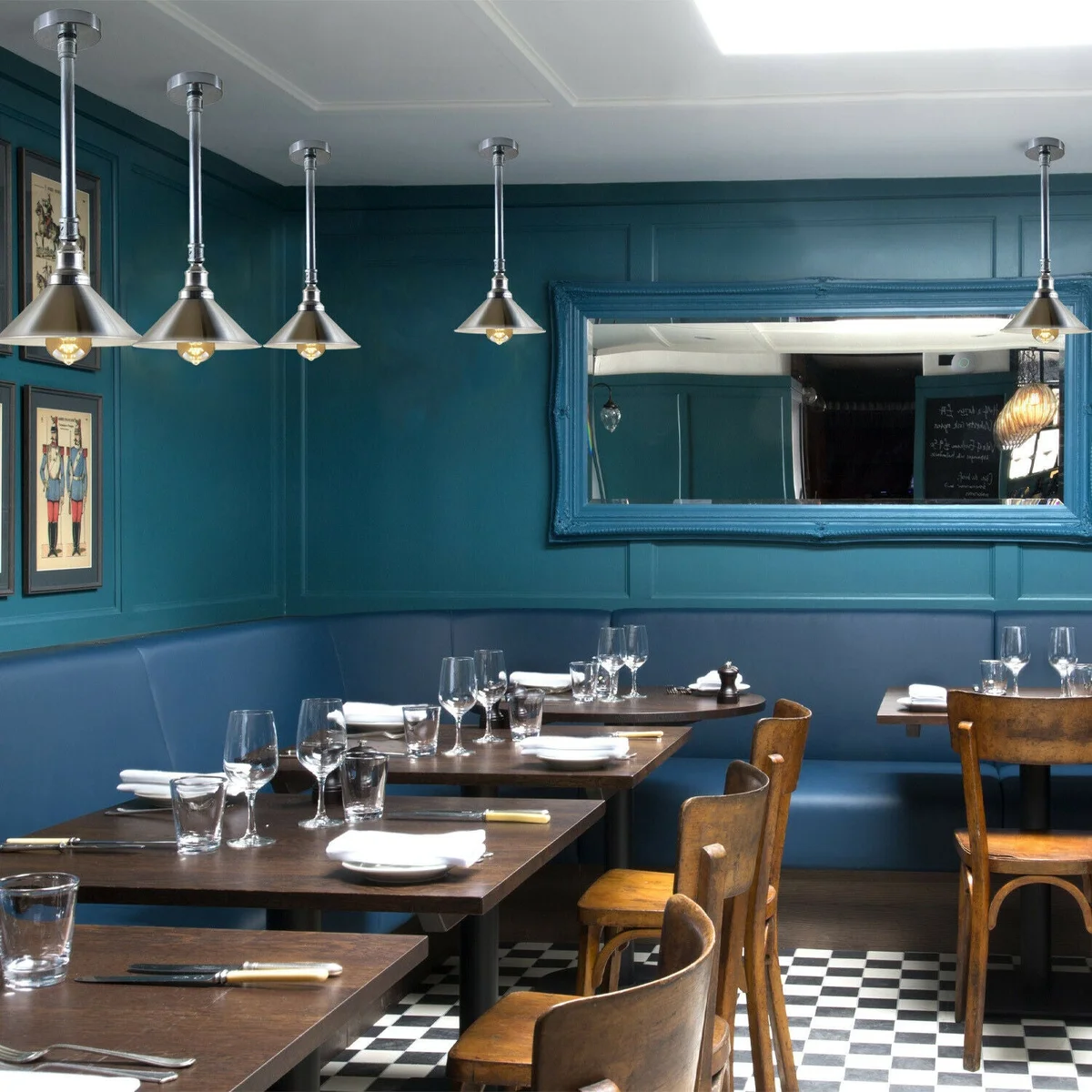 Sleek galvanized metal ceiling light with white hood, 45cm pipe, 22cm shade, single E27 socket