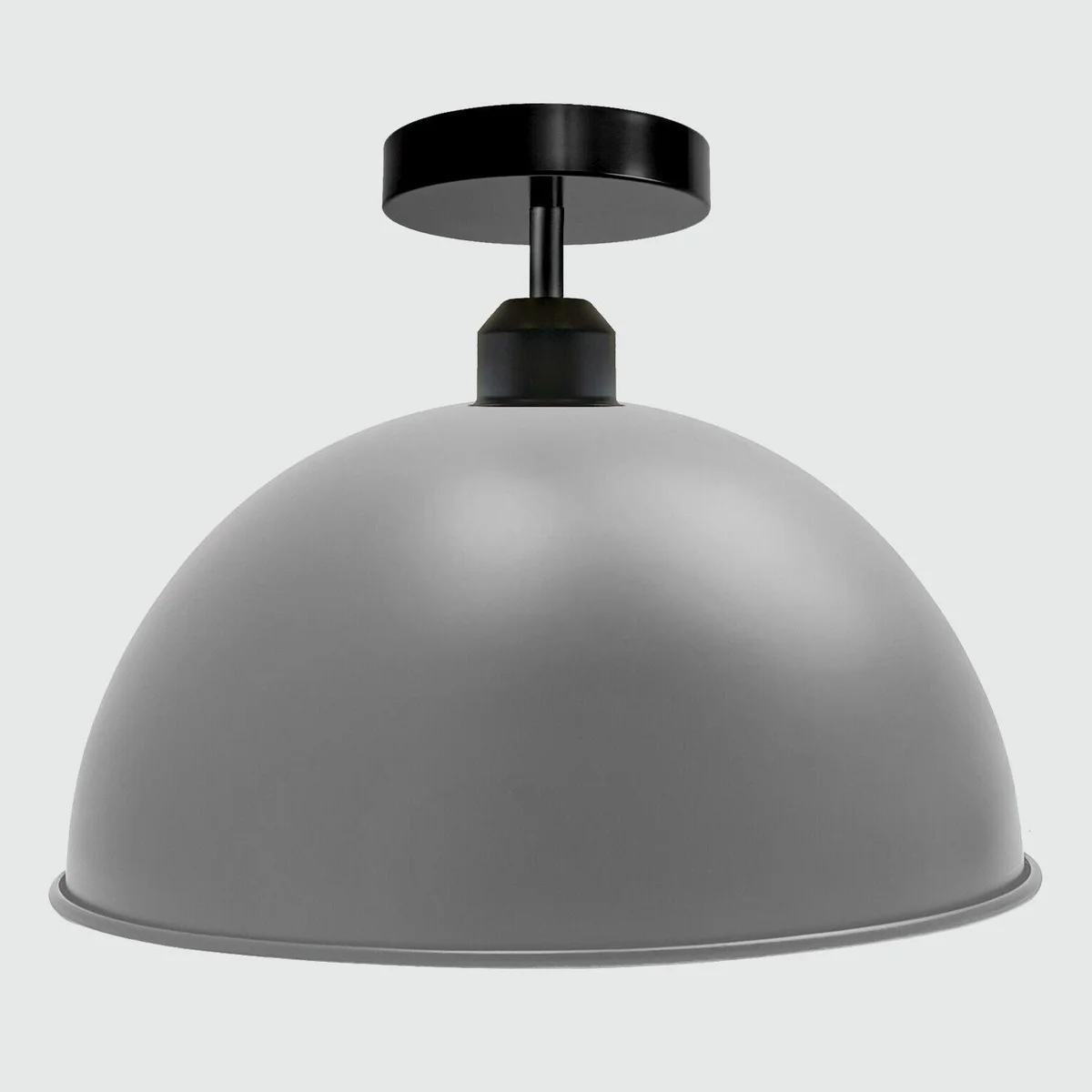 Vintage dome ceiling light with glossy metal finish, semi‑flush mount, circular shade, modern lamp holder.