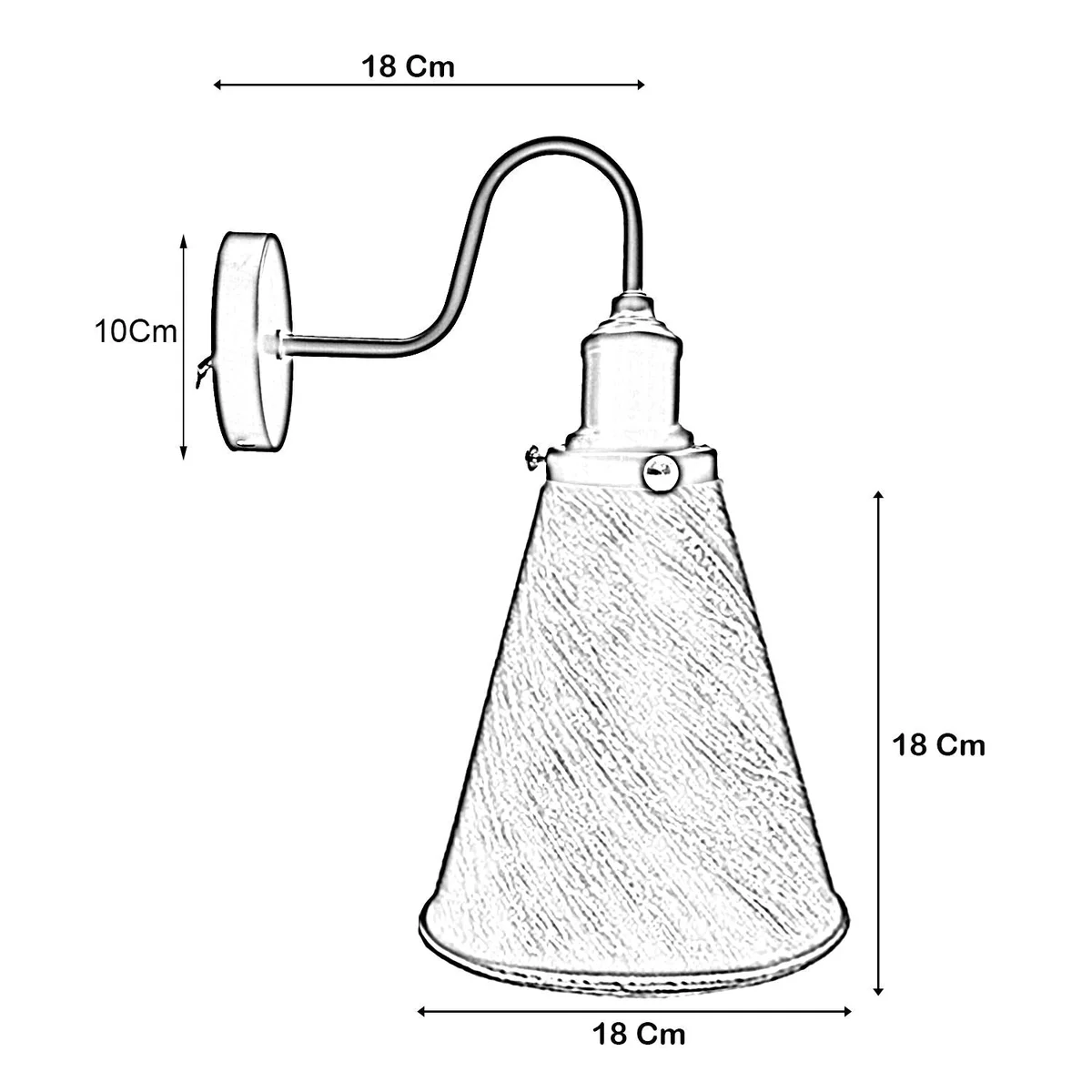 Black metal cone‑shaped indoor wall sconce with lamp holder, displaying vintage industrial style.
