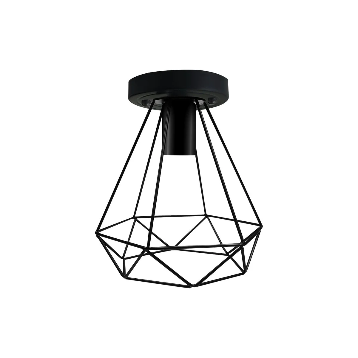 Industrial black metal wire cage shade ceiling light with geometric diamond design