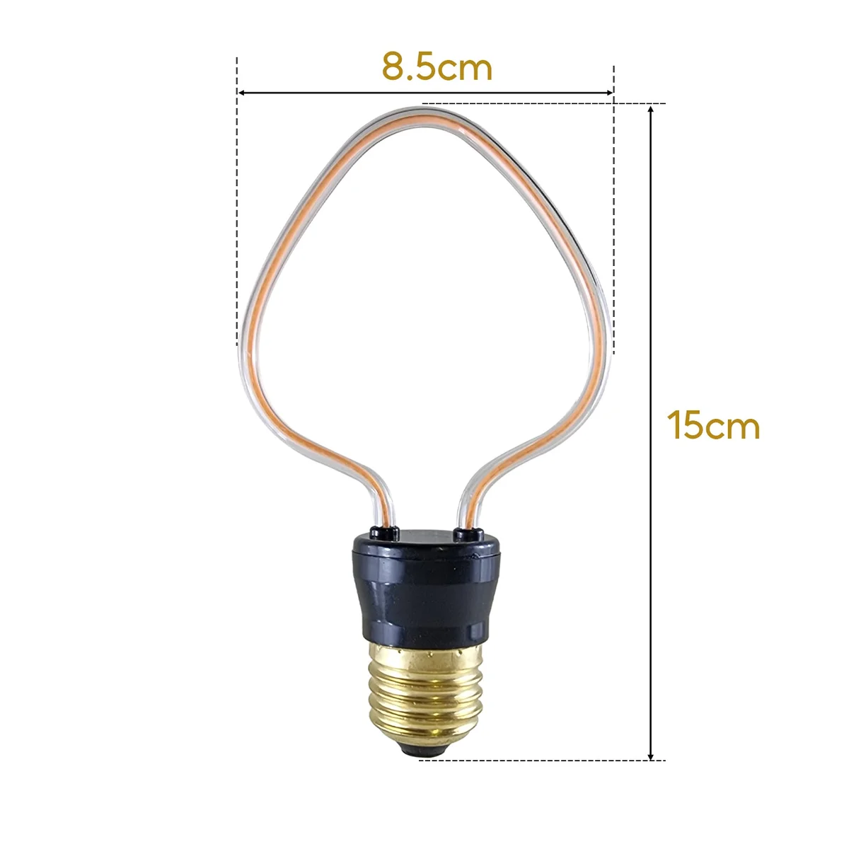 Three warm yellow E27 LED bulbs with soft curling filament, glass housing and pure copper cap, showing 4W retro design.