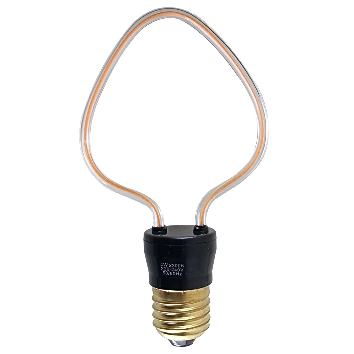 Three 4W LED bulbs in glass fixtures, featuring a curvy filament and warm‑yellow glow, suitable for industrial décor.
