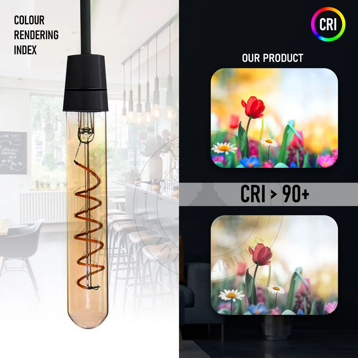 3 warm white LED bulbs in glass holders, featuring heart‑shaped filament and Edison screw base.