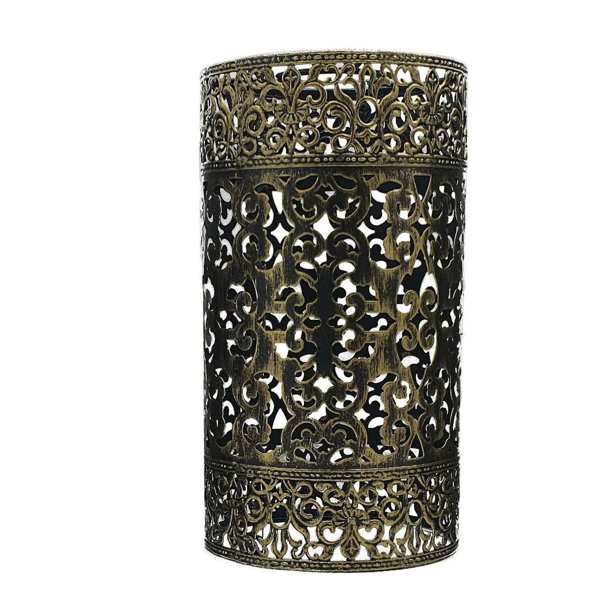 Brushed brass metal cage lamp shade with 4 patterns, industrial look lighting for living room or bedroom décor