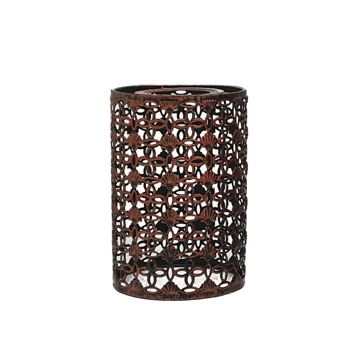 Rustic red metal lampshade, simple cage design, easy fit lampshade with removable reducer plate.