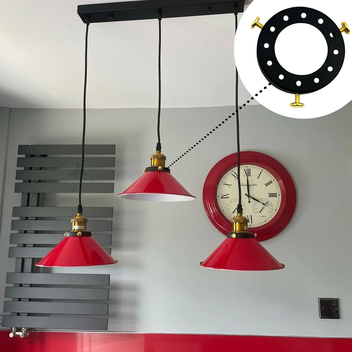 Chrome metal lamp shade cap for pendant light socket, 7cm diameter, 1.5cm height, metal lamp spare part