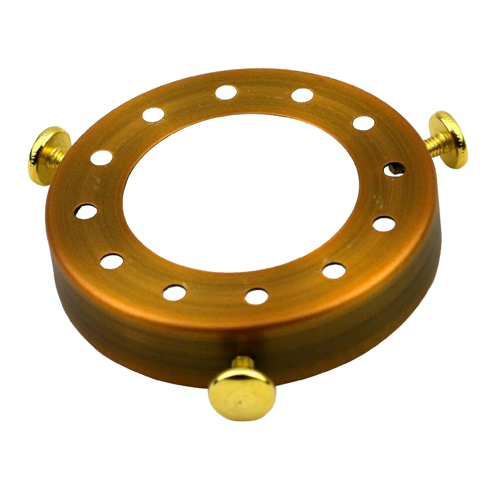 Yellow brass lamp shade cap - metal fitting with 7cm diameter, 1.5cm height, 4.1cm hole for pendant light sockets.