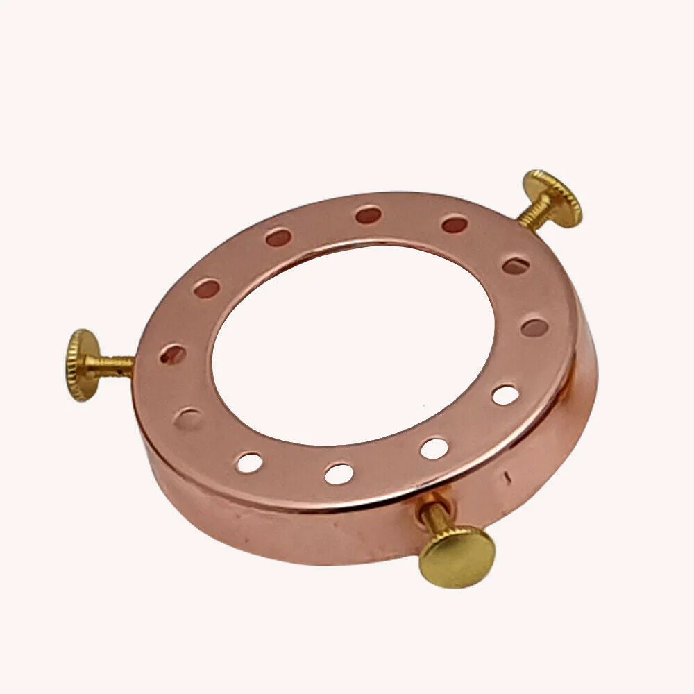 Rose gold metal lamp shade cap for an E27 pendant light fitting, 7cm wide with a 4.1cm centre hole.