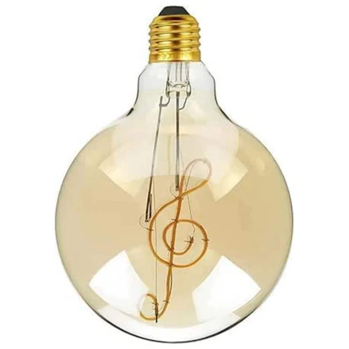 Vintage LED bulb with musical note filament, warm white glow, G125 4W, E27 screw base
