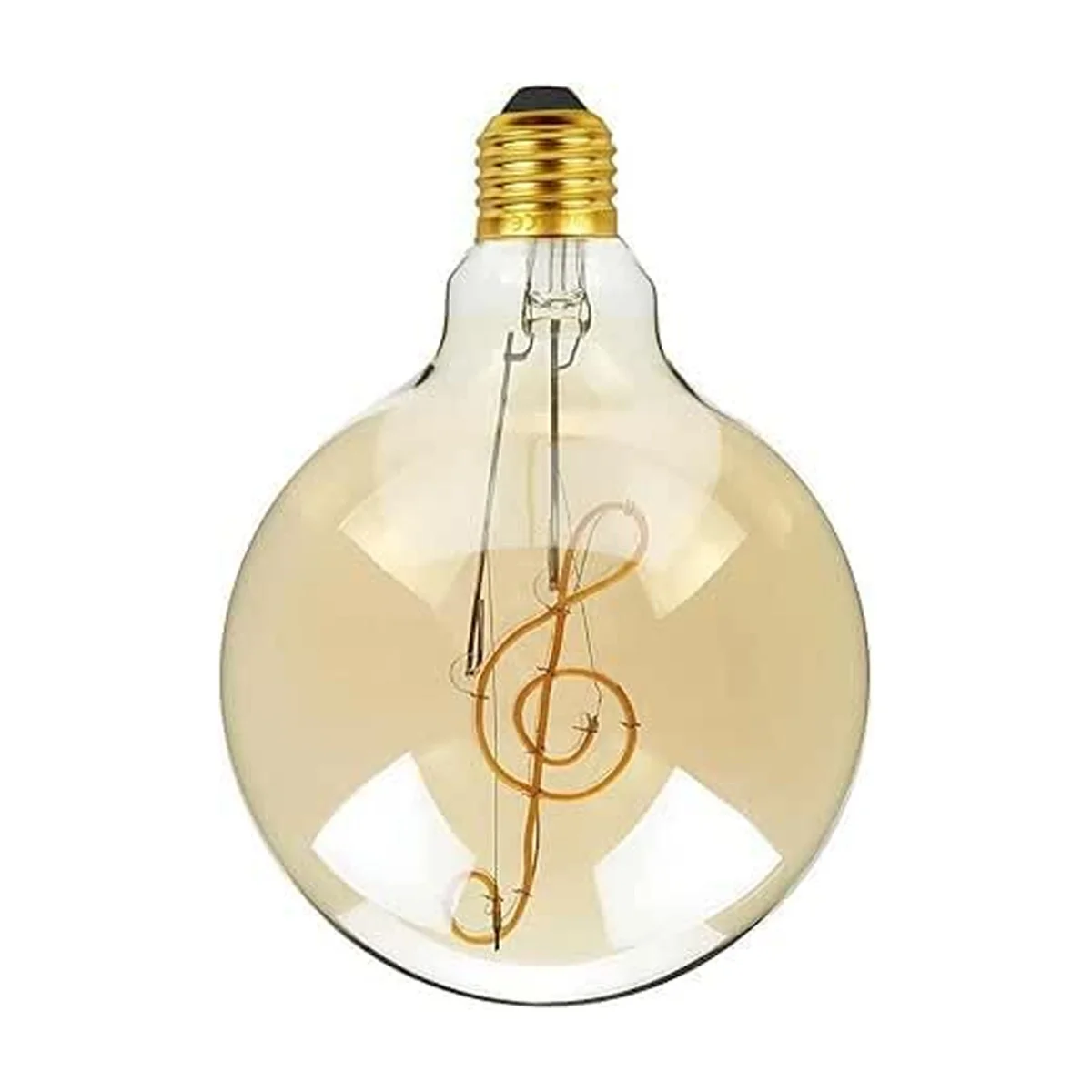 Vintage warm white bulb with curved heart‑shaped LED filament in glass, 4W E27 base.