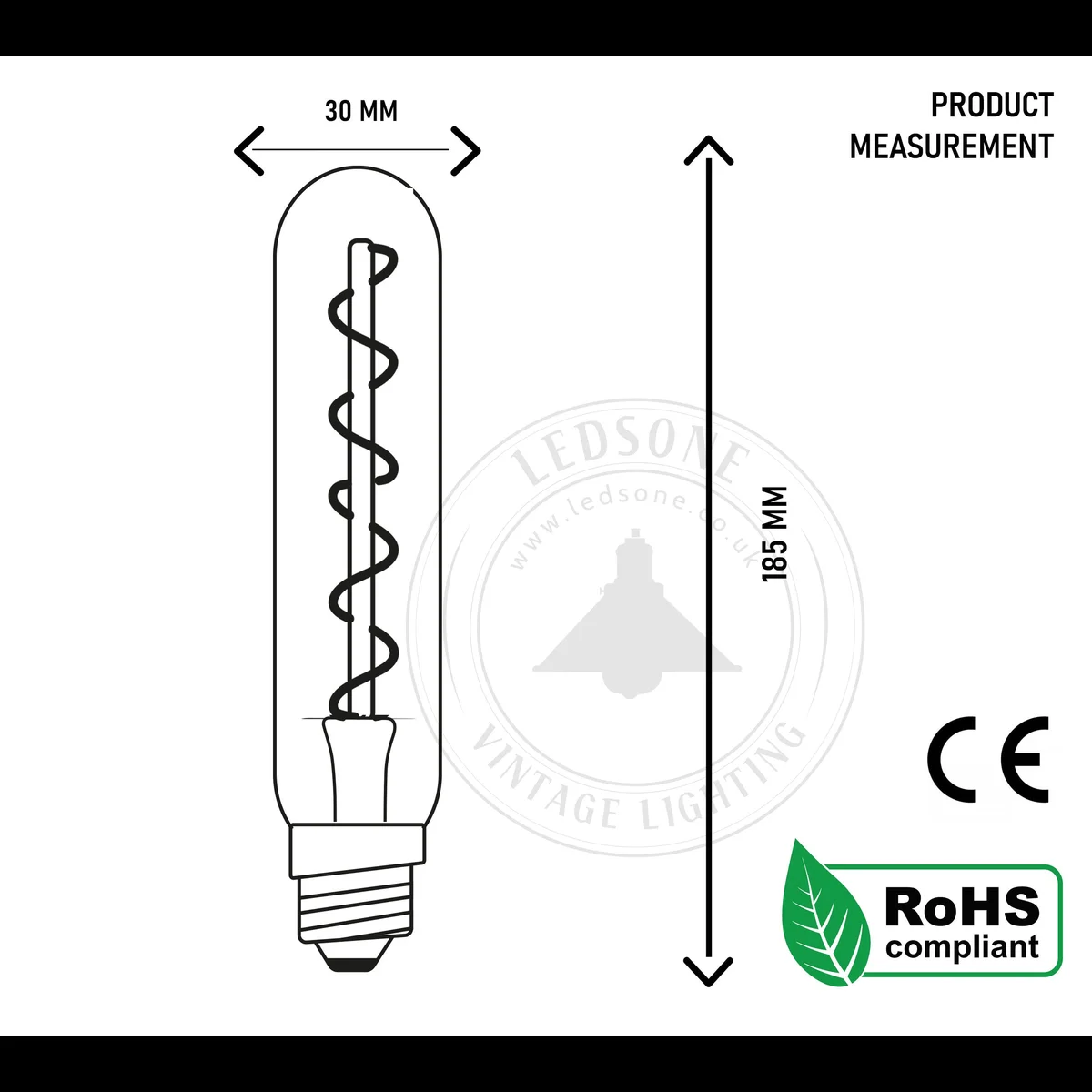 Vintage 4W amber LED bulb in clear glass, with visible filament glow and a B22 bayonet base.