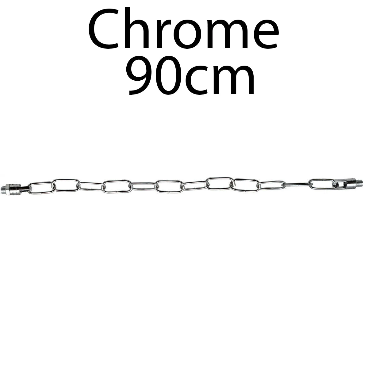 Chrome 85 cm light chain for pendant lights, 38 mm × 16 mm links, fully flexible openable chain.